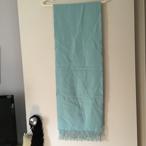 SOL Pale Sea Foam Blue 100% Baby Alpaca Fringed Scarf Muffler - Picture 2 of 3